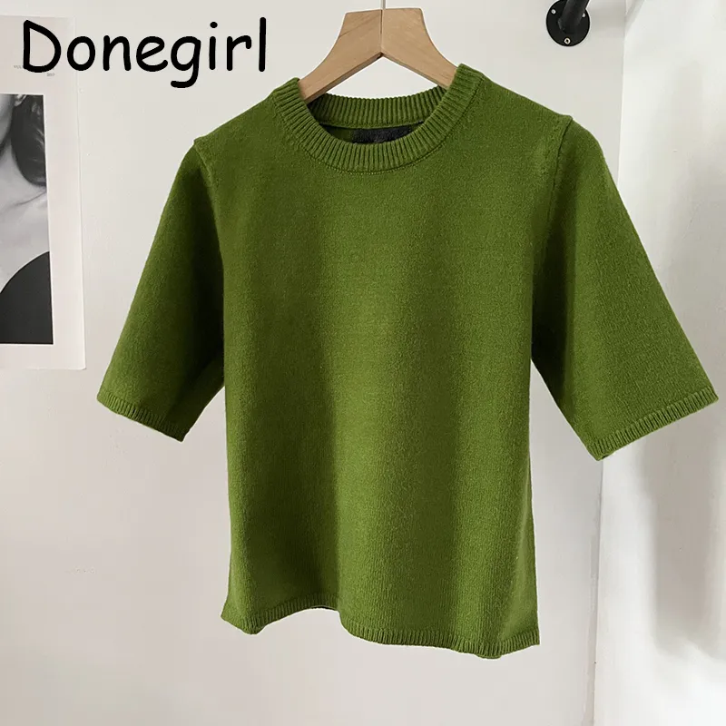 Maglioni da donna Donegirl 2023 Donna Girocollo Manica corta Solido Versatile Maglione lavorato a maglia Pullover Commute Simple Tops Donna Chic 230921