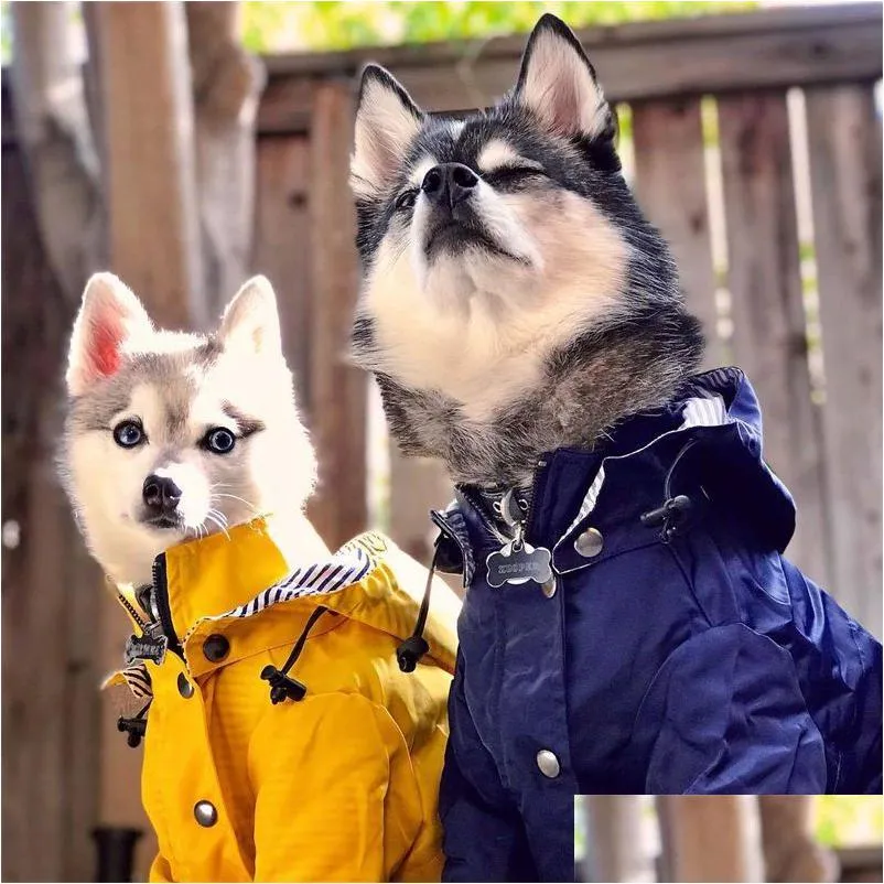 Cão vestuário roupas para animais de estimação para filhote de cachorro à prova de vento cães jaqueta à prova de chuva capa de chuva esporte hoodies jaquetas 20220901 e3 gota entrega home gard dhn8a
