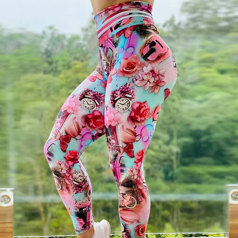 Nuovi leggings sexy da donna stampa pantaloni da yoga fitness push up Jegging allenamento leggin sportivi collant a vita alta palestra abbigliamento da donna