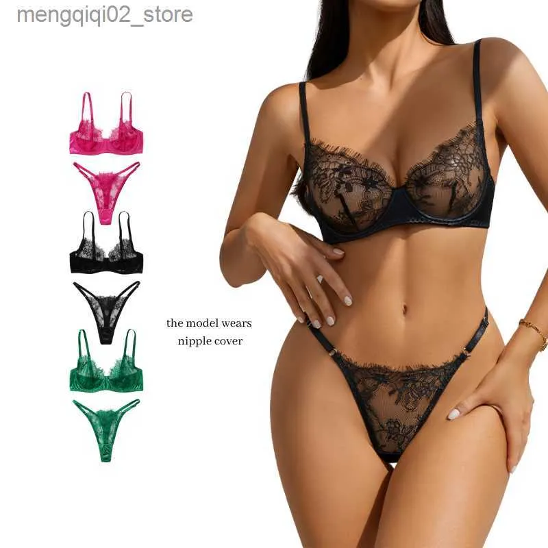 BRAS SETS TRANSPARENT EROTIC underkläderuppsättning Ny sexig underkläder spets bh set push up bh trose trosuppsättning se genom bh underkläder kvinnor set q230922