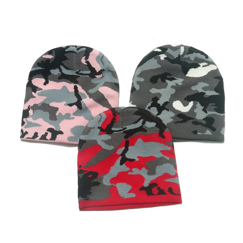 Gorro de punto cálido para invierno, gorro de camuflaje holgado para hombre, gorro de esquí de punto de camuflaje de algodón cálido para invierno Unisex, gorros de esquí de punto para exteriores cálidos q171