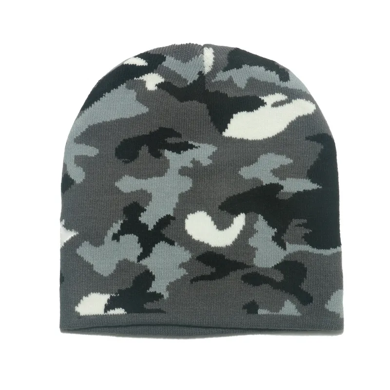 Gorro de punto cálido para invierno, gorro de camuflaje holgado para hombre, gorro de esquí de punto de camuflaje de algodón cálido para invierno Unisex, gorros de esquí cálidos para exteriores q172