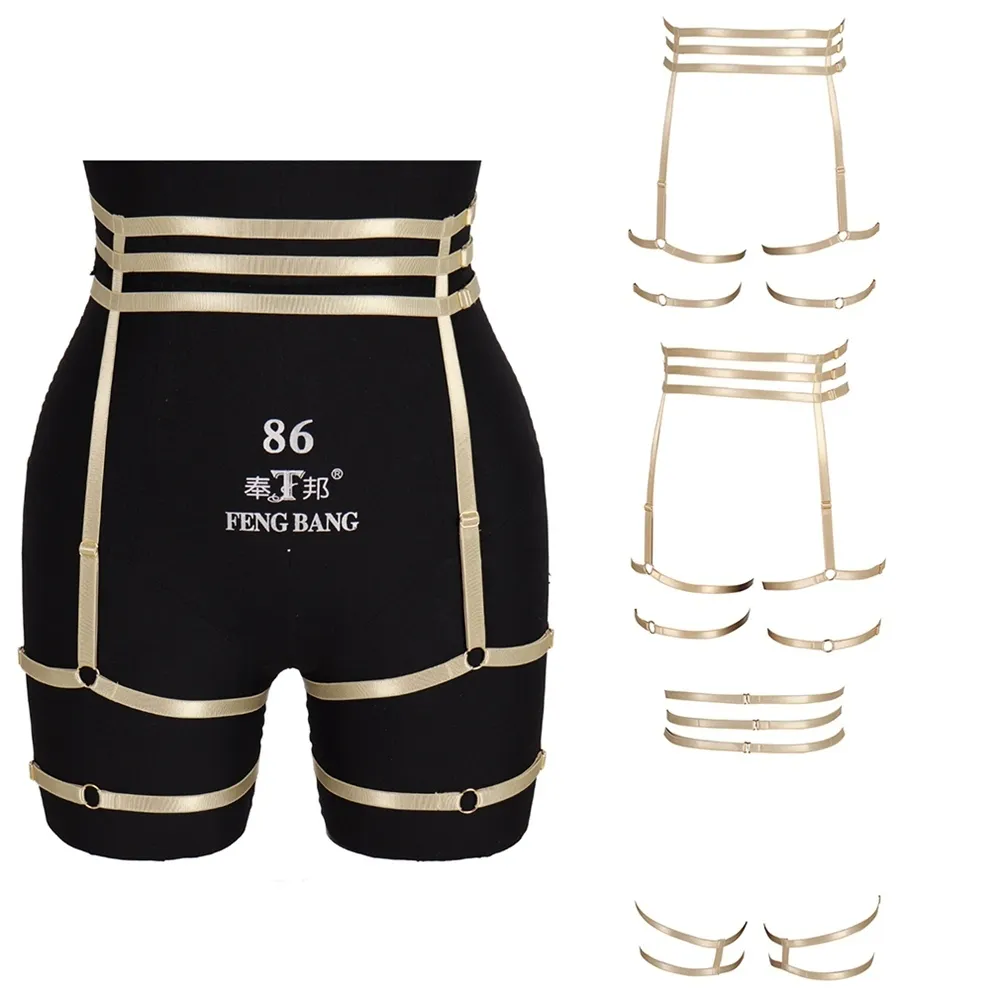 Bretelles Bandes de cuisse Ceinture d'épée Harajuku Harnais fait à la main Goth Porte-jarretelles Lingerie Bas avec ceinture pour vêtements de festival de jambe de sexe 230921