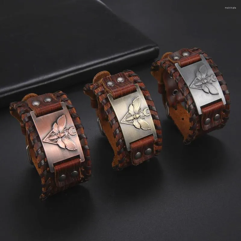 Charmarmband dawapara skalle mal legering läder armband justerbar armband för män skelett punk gotiska smycken halloween gåva