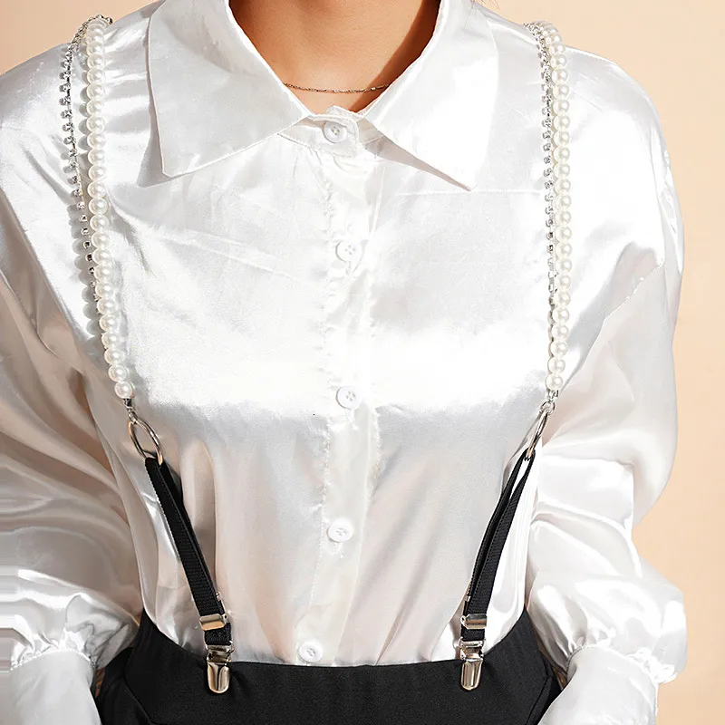 ★理紗★ DROP PEARL SUSPENDER PANTS Black Ribbed Tie Up Drawstring Flare Suspender Overall Pants