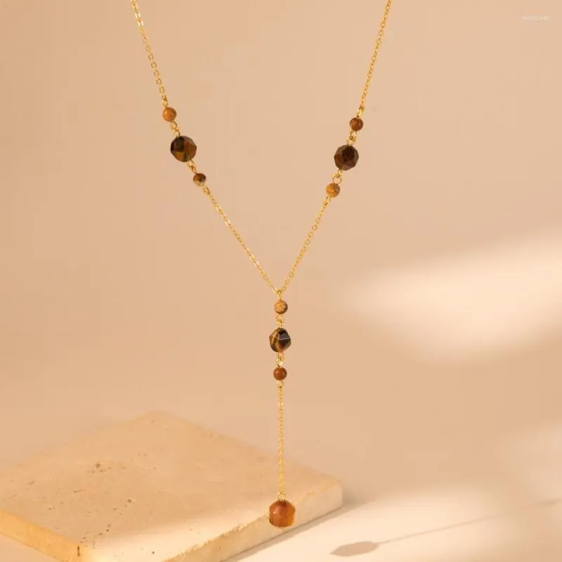 Collares colgantes llegan creativo exquisito irregular marrón collar de piedra natural simple encanto de moda para las mujeres regalo de joyería