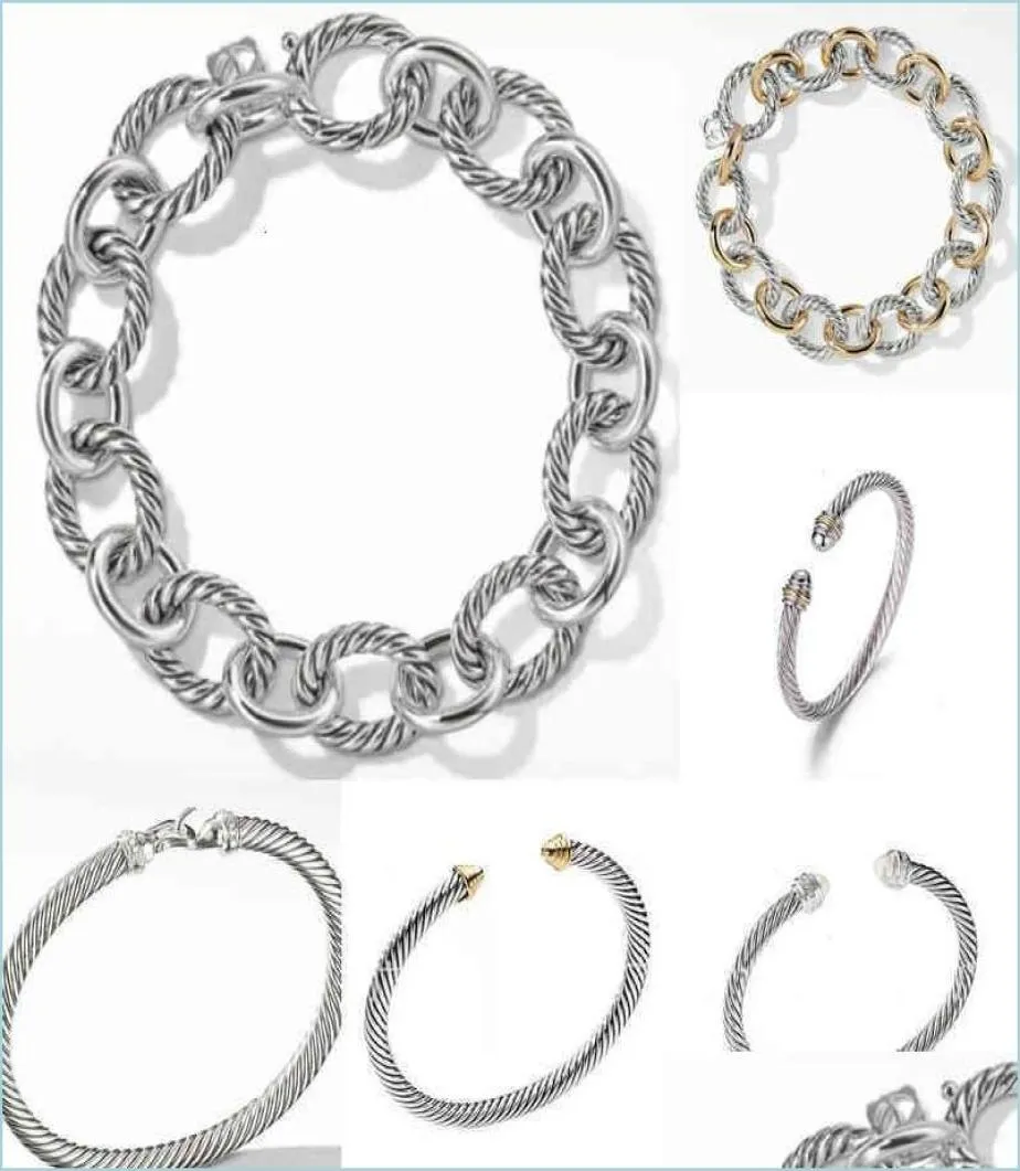 Pulseira de corrente de ouro mulheres pulseira jóias mens dy tendência charme designer mulheres platina ed fio pulseiras redonda banhada cabeça fas2407382