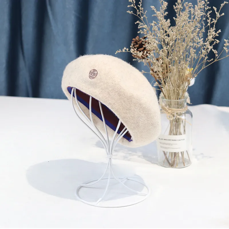 Bérets laine béret dame automne hiver perle maille décorative laine chapeau à la mode élégant laine chapeau 230922