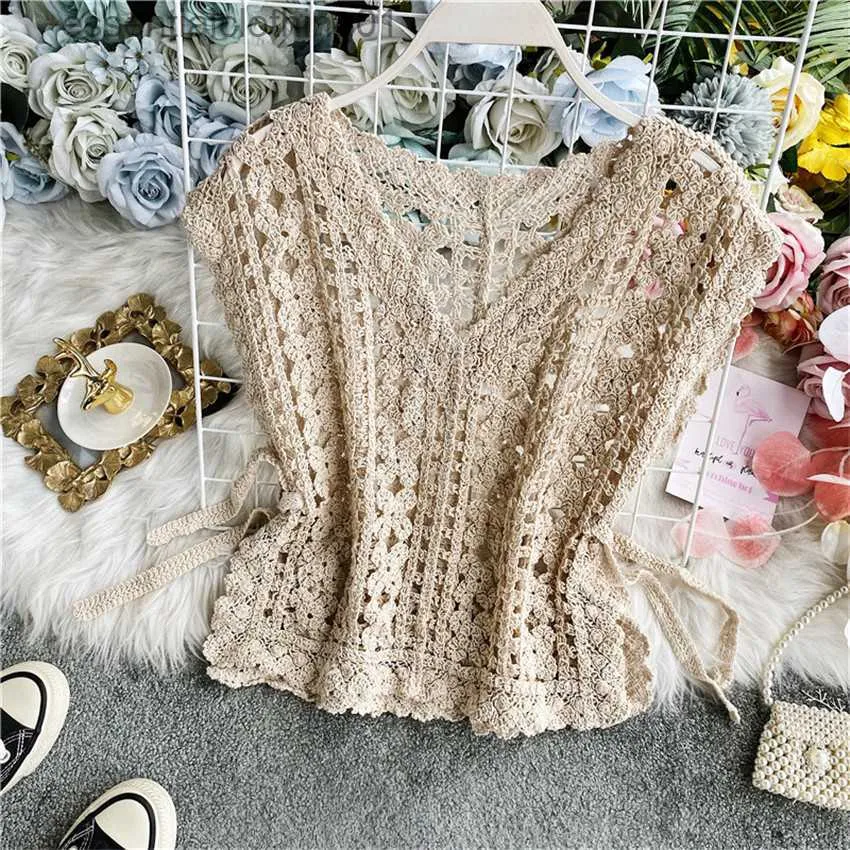 Chalecos De Mujer Primavera Verano Crochet Top Chaleco De Punto Mujeres Sin  Mangas Chaleco Cultivo Top Bohemio Boho Playa Chalecos De Punto Mujer Lace  Up Shirt L230922 De 7,3 €