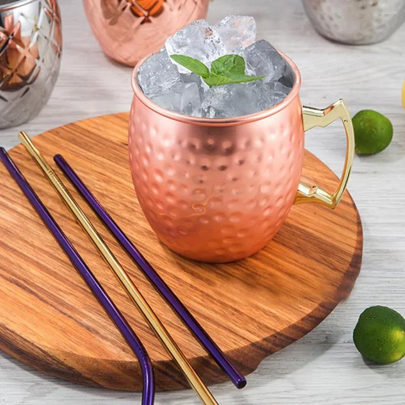 Tazze 4 pezzi boccale Moscow Mule placcato in rame martellato tazza da birra in acciaio inossidabile 304 caffè