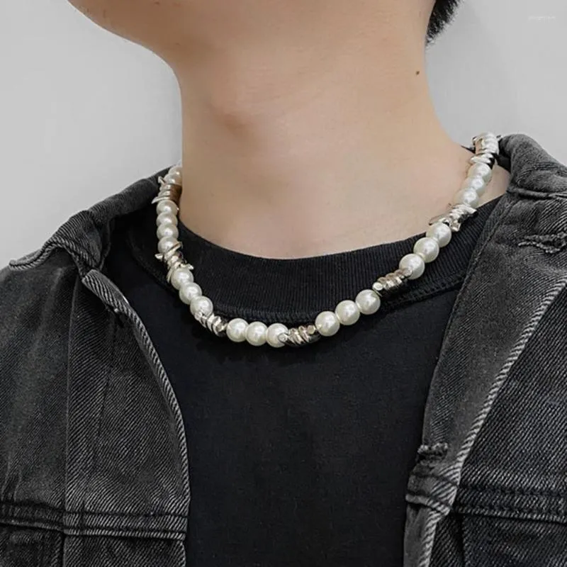 Łańcuchy faux perły naszyjnik para sztuczne koraliki dla kobiet mężczyzn naszyjniki