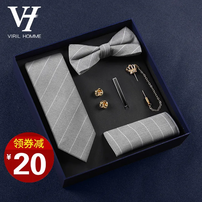 Bow Ties Men's tie and Bow Tie Set Gift Box formal business groom's wedding gift for boyfriend and husband's birthday on Valentine's Day 230922