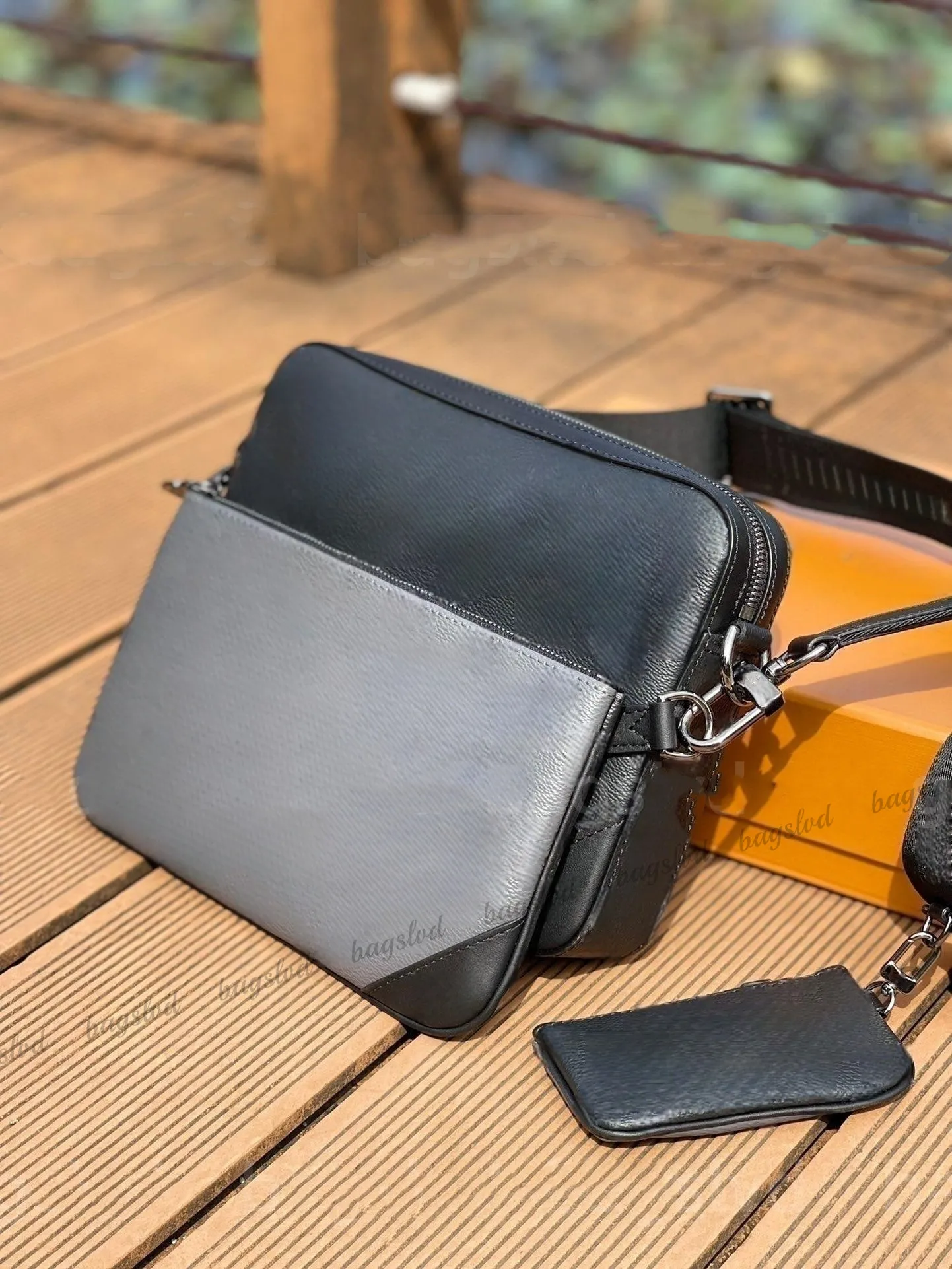 Luxury Designer Trio Canvas Crossbody Messenger Bag For Men Set For Men Reverse Shoulder