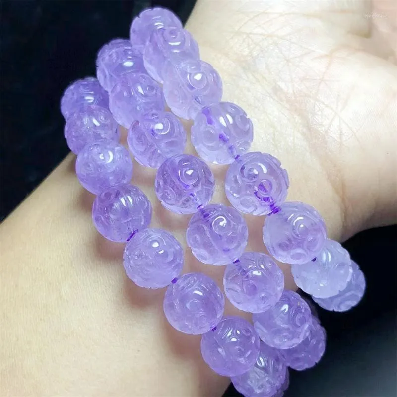 Strand Natural Lavender Amethyst Mosaic Bead Bracelet Gemstone Round Crystal Healing Women Men Fine Jewelry Gift 1PCS