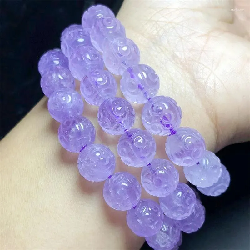 Strand Natural Lavender Amethyst Mosaic Bead Armband Gemstone Round Crystal Healing Women Men Fine Jewelry Gift 1st