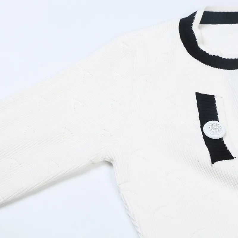 917 2023 Осенний брендовый свитер в том же стиле с длинным рукавом, кардиган с круглым вырезом, черно-белая модная женская одежда, женская одежда высокого качества mingmo