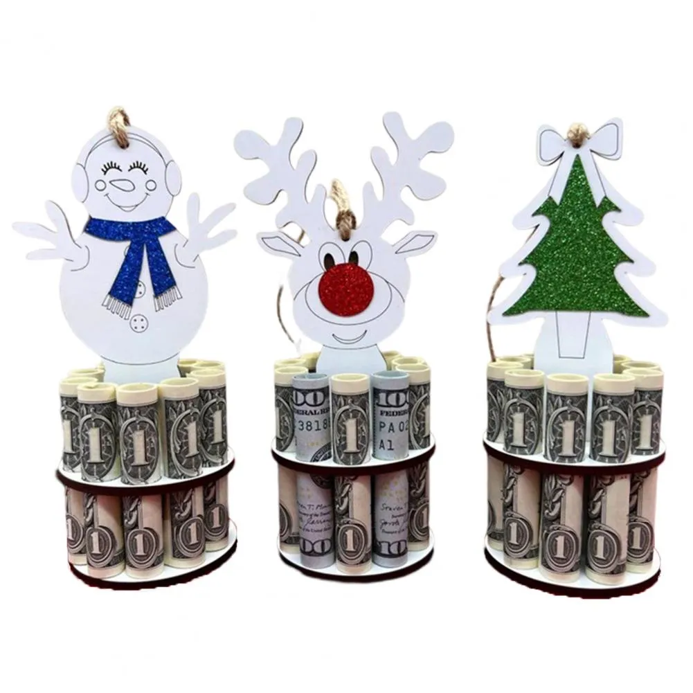 Christmas Ornament With 10 Holes Cartoon Unique Money Holder Decoration Festival Party Supplies Wallet Cake Rack DIY Money Stand 916