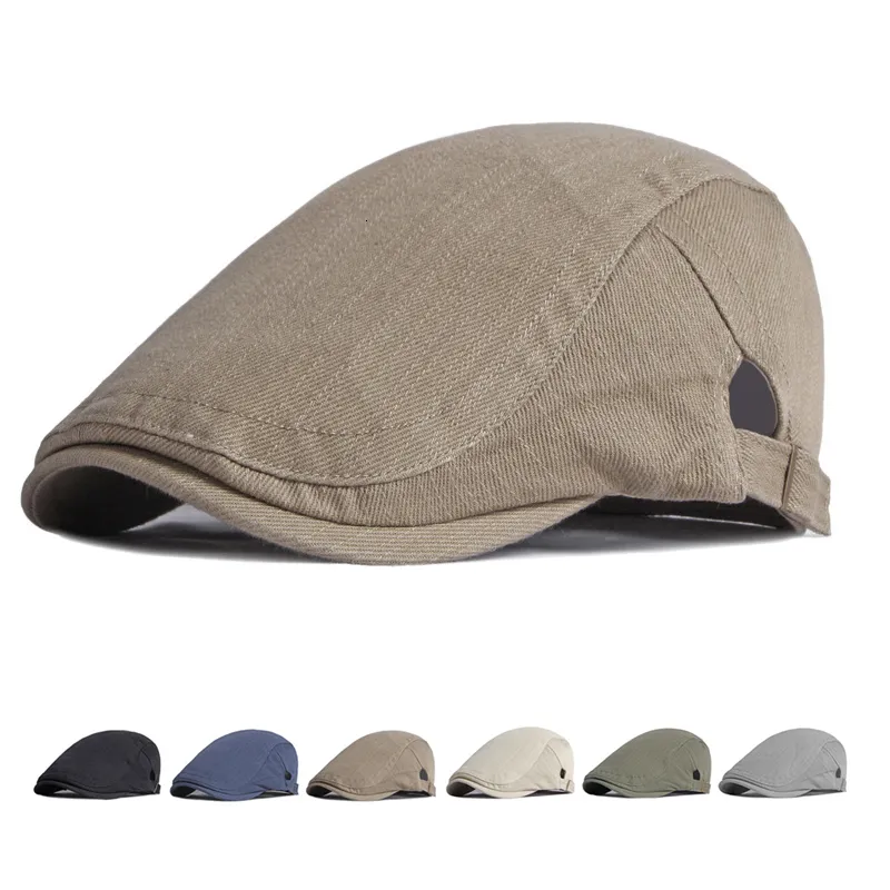 Berets Spring Summer Beret for Men Women sboy Cap Herringbone Cabbie Herringbone Cap Duckbill Ivy Flat Cap 230922