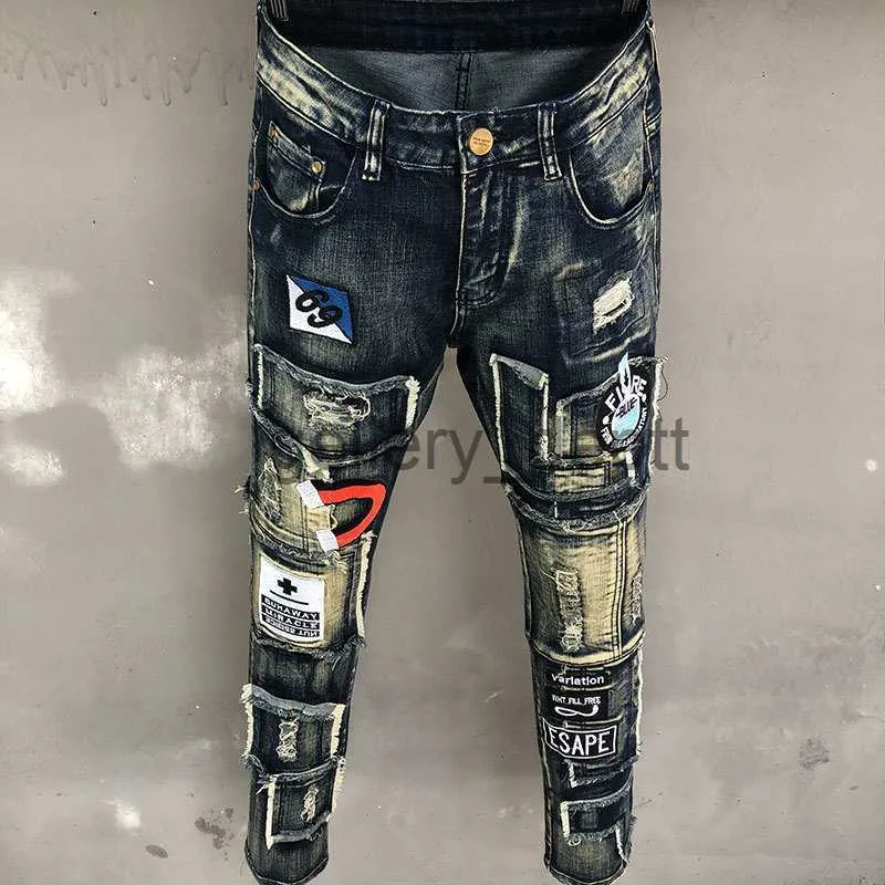 Herr jeans spring vaqueros hombre nya bootcut jeans för män smala fit tyg stretch jeans blå tight tiggare byxor pantalon homme j230922