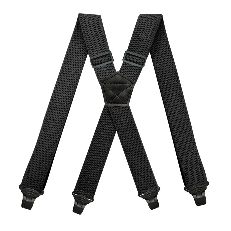 Mens Heavy Duty Work Convertible Suspenders With 3.8cm Wide X Back, 4