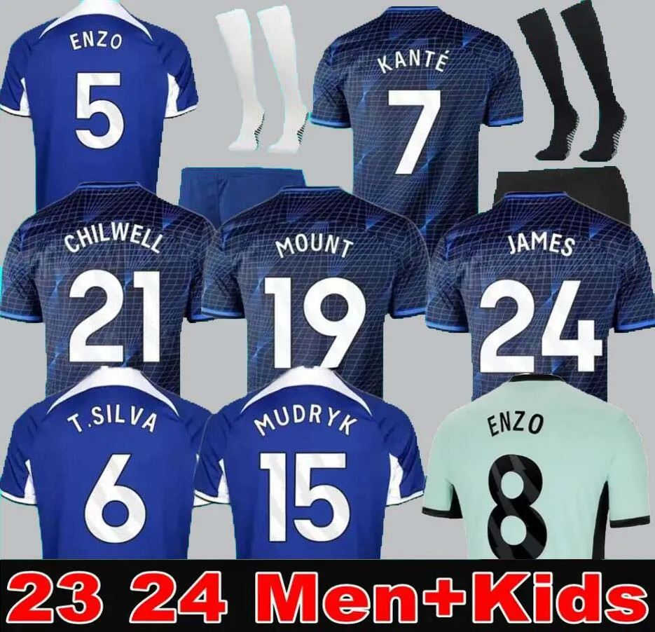 23 24 Enzo CFC Chelseas Futebol Jerseys Retro Coleção Joao Felix Pulisic Mount Havertz Sterling Jersey Fofana Black Out Mulheres Camisa de Futebol Cucurella Mash Up Kits