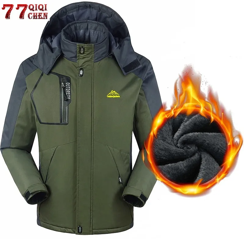 Mens Down Parkas Plus Size 6xl 7x 8xl Men Winter Snow WARM ROATS Tjock Velvet Waterproof Windproof Hood Jacket Fleece Tourism Overcoat 230922