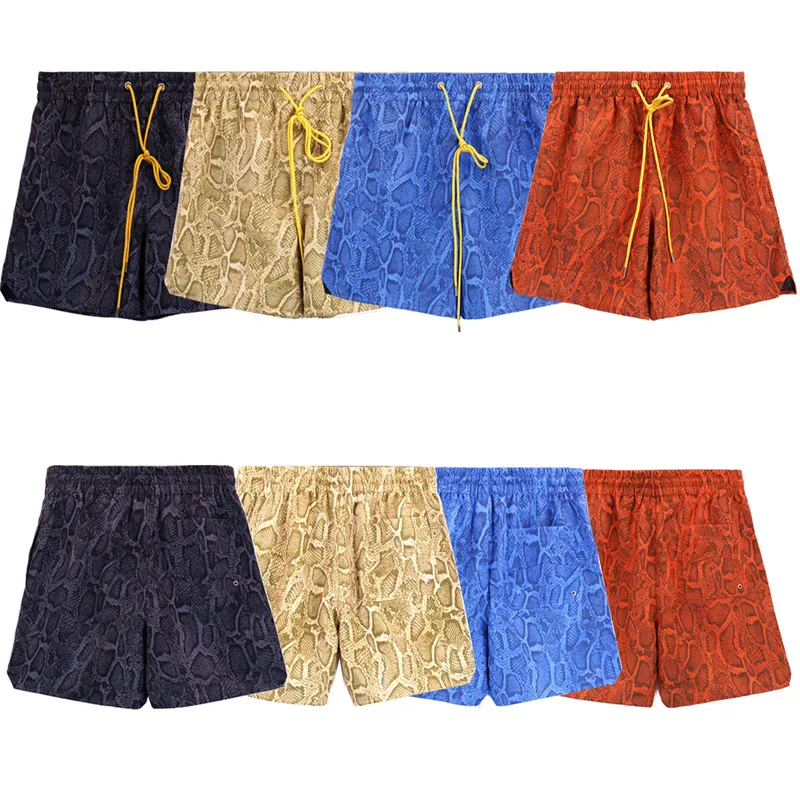 Shorts Männer Frauen 1 Qualität Streetwear Mesh Muster Reithose Orange Blau Gelb Kordelzug