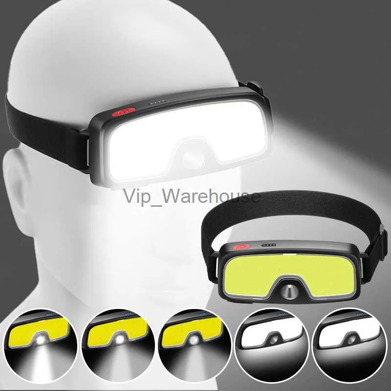 Head lamps Patch Type phare de pêche de nuit lumière douce pêche de nuit Usb mettre en évidence la lumière de Camping en plein air Cob double Source de lumière lampe HKD230922