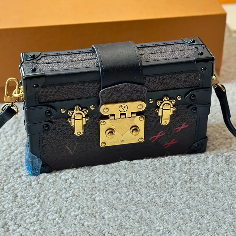 Luxe Designer Mini Trunk Bag Klassieke Petite Malle Messenger Crossbody Tas Beroemde Parijs Oude Bloem Dames Box Schoudertas Franse Merk Mode Boodschappentas Handtas