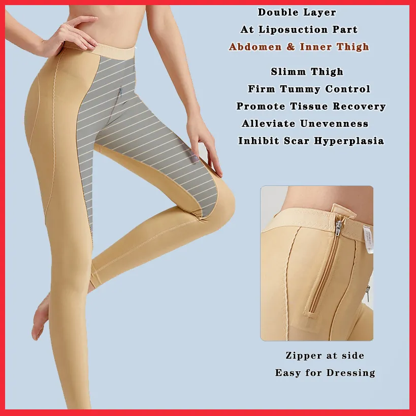 Women Liposuction Compression Garments Postpartum Long Legs Thigh Post  Surgery Weight Loss Medical Grade Body Shaper With Zipper