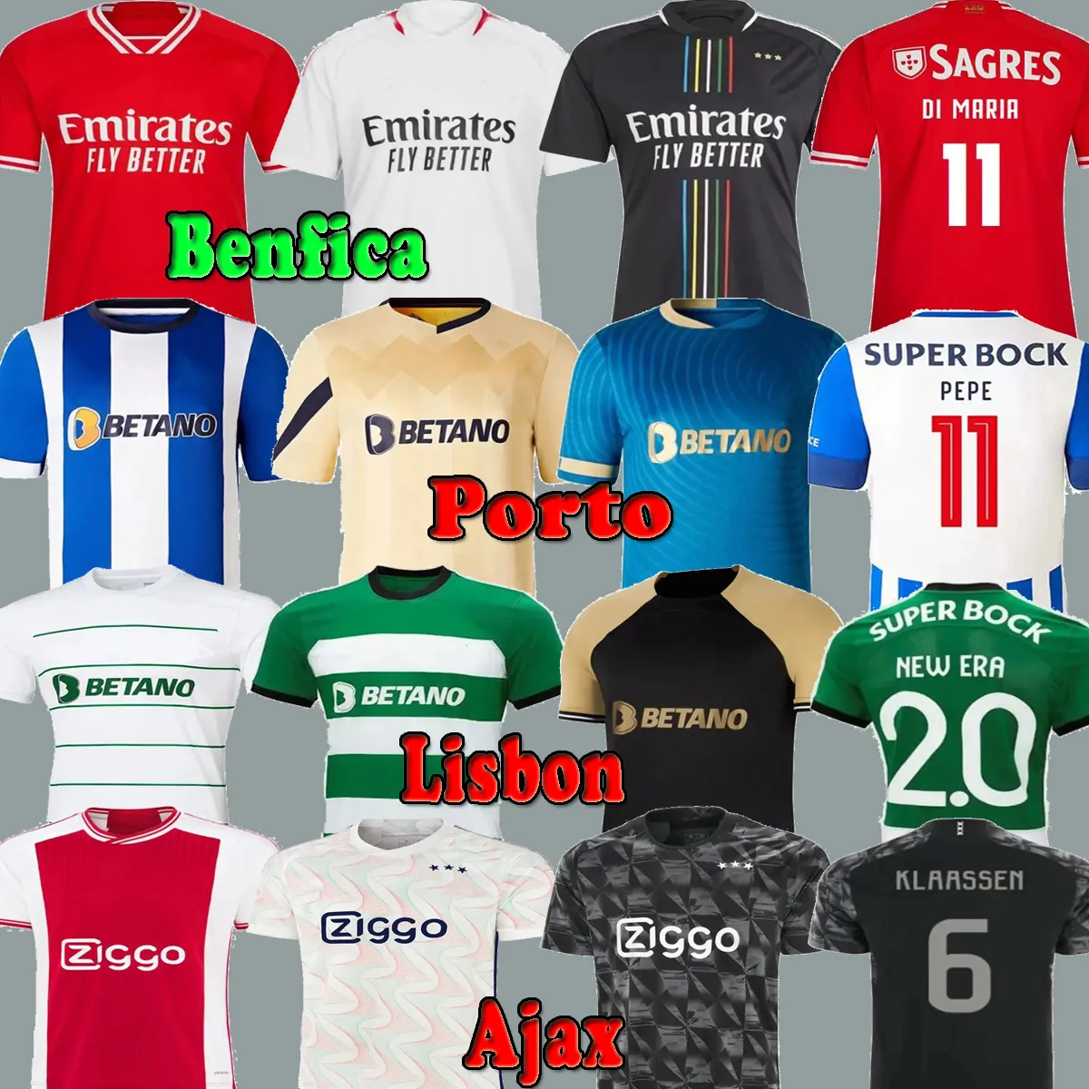 23 24 Benfica soccer jerseys FC PoRTos Football Shirts Sporting CP Lisboa camisetas de futbol 2023 2024 Men Kids NERES Di Maria RAFA Shirt Home away third 3rd