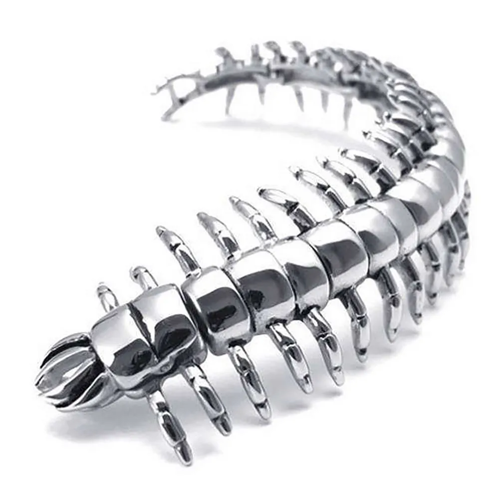 Stainless Steel Dino Skeleton Bangle: Heavy Mens Metal Stainless Steel Dino Skeleton Bangle: Heavy Mens Metal