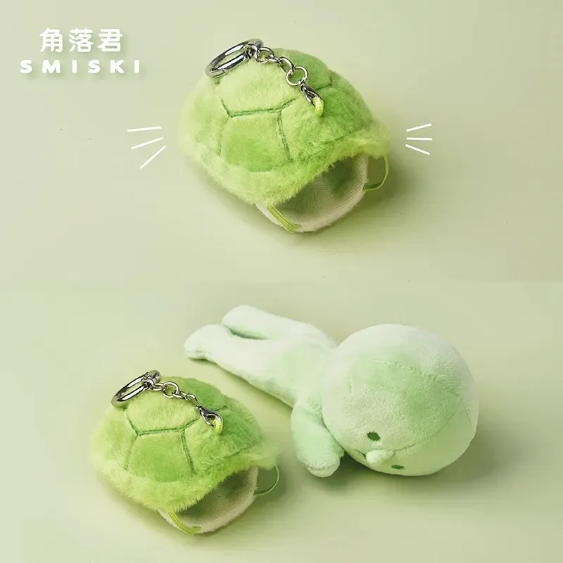 Plush Keychains SMISKI Japanese Green Turtle Cute Key Ring Stuffed Animal Plush Toy Bookbag Keychain Ornaments Backpack Doll Pendant For Gift 230922