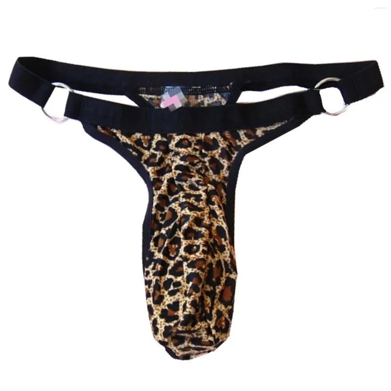 Cuecas leopardo impressão sexy homens roupa interior erótica tanga t calças bikini briefs macio masculino estiramento masculino shorts calcinha gay