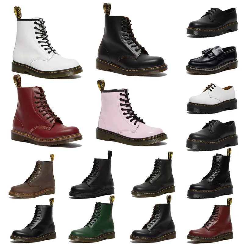 Designer Dr Martins Bottes Doc Martens Boot Martin Hommes Femmes Baskets De Luxe Triple Noir Blanc Classique Bottines Courtes Hiver Semelle Flexible DMS TREAD Modèle