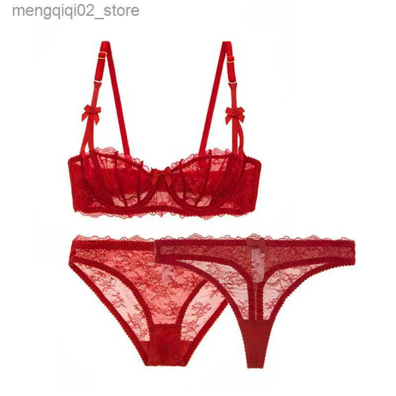 Bras Sets Varsbaby Sexy Unlined Underwear Set Half Cup Transparent Bras+Panties  +Thongs Plus Size Bra Set For Women Q230922 From Mengqiqi02, $7.53