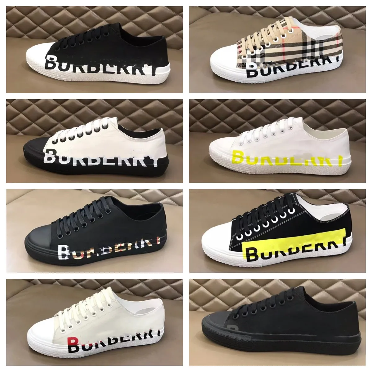 Vintage Men Print Controleer Sneakers tweekleurige katoenen gabardine flats schoen bedrukte letters plaid kalfsleer canvas trainers bio-gebaseerde rubberen bodemschoenen 16