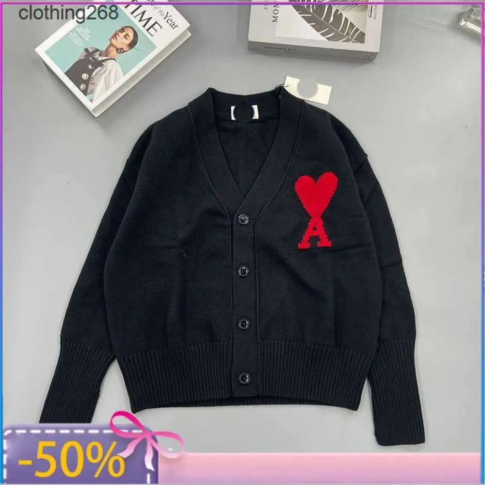 Cardigan tricoté à col en v pour hommes et femmes, avec lettre d'amour, manteau paresseux, pour couple, nouvelle collection automne et hiver 2024