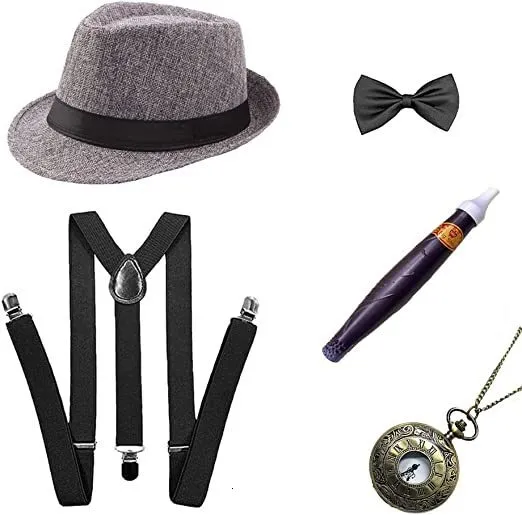 1920s Great Gatsby Gangster Costume Set For Men Roaring 20s Old Man  Clothing With Panama Hat 1920s Mens Fashion Suspenders 230921 From  Landong06, $17.5