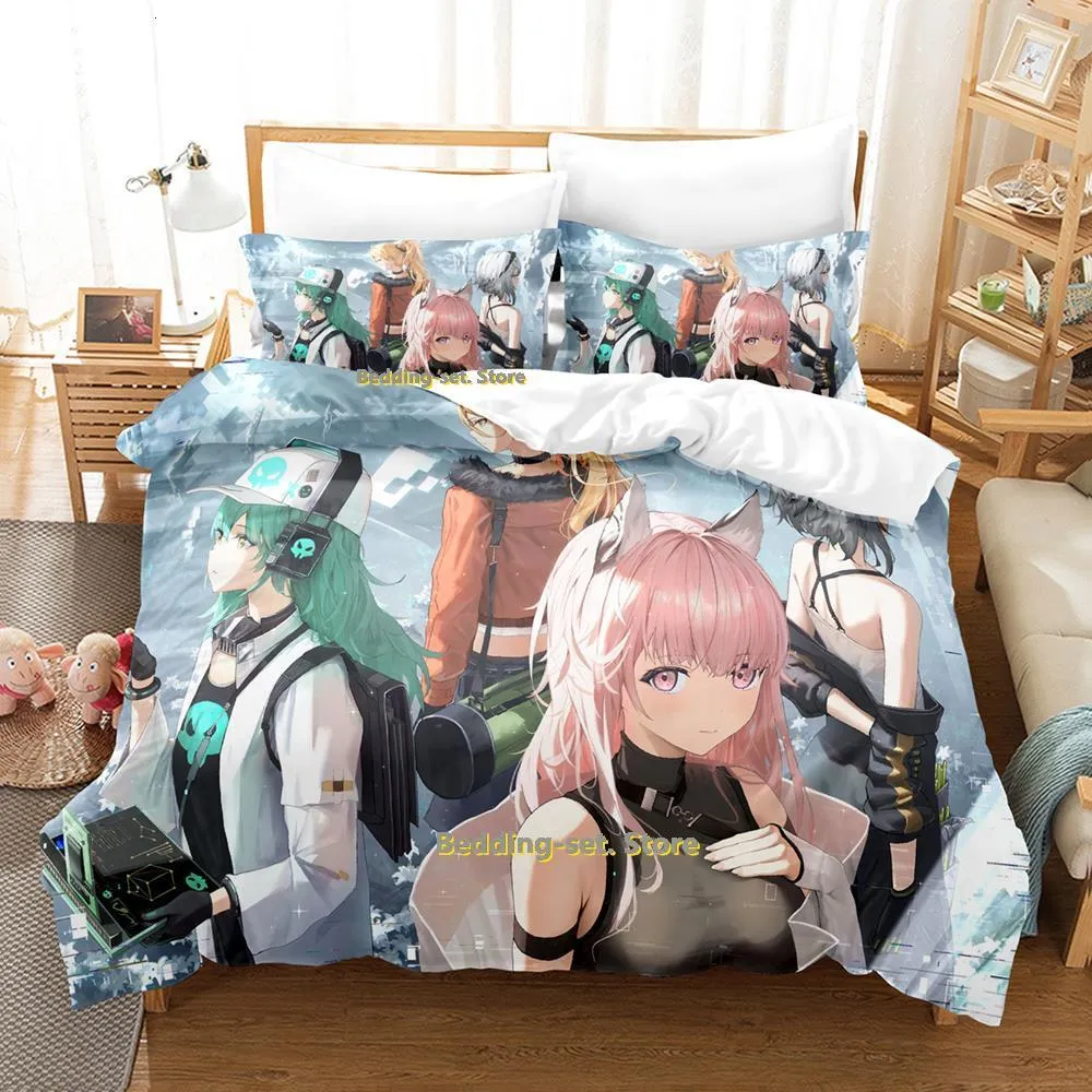 Bedding sets 2023 Girls Frontline Project Neural Cloud Set Single Twin Full Queen King Size Bed Adult Kid Bedroom Duvetcover Sets 230921