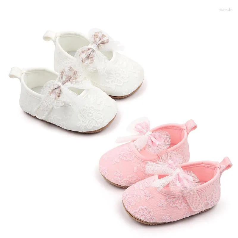 Premiers marcheurs blanc rose 6 mois 12 bébé filles chaussures pour bébés noeud dentelle petite fille princesse