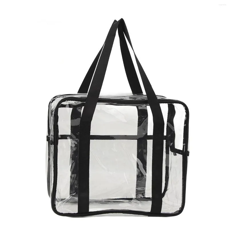 Sacs d'extérieur Sac transparent Sac à main à bandoulière multifonctionnel noir Coutures en tissu renforcé en PVC avec sangle respirante réglable pour le voyage