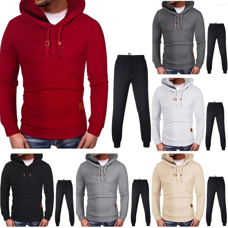 Survêtements pour hommes Sweat à capuche d'entraînement pour hommes costume à manches longues sweat-shirt solide sport mousse à mémoire H pantoufle