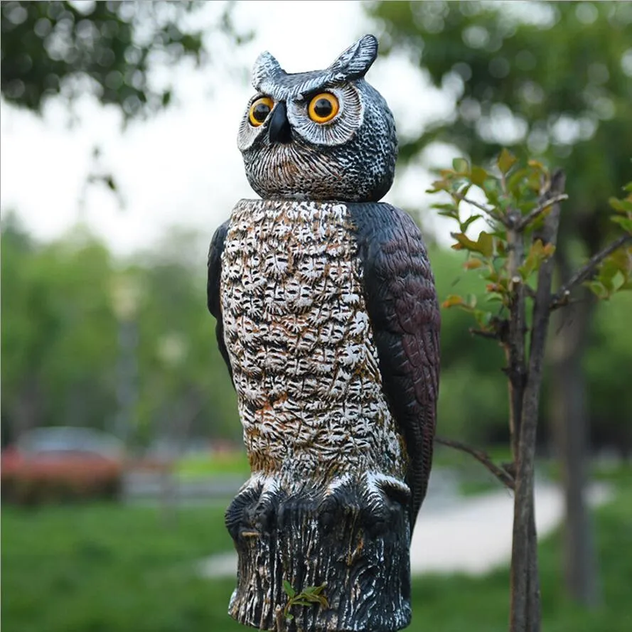 Hibou en plastique avec main à ressort, secousse mobile pour effrayer les oiseaux, lutte antiparasitaire dans le jardin, stationnement extérieur, outil de décoration