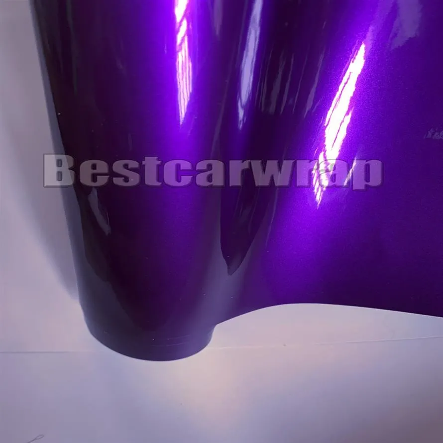 Purple Gloss Candy Metallic Vinyl Wrap Hela bil Wrap Foil med luftbubbla lågt klibblim initial 3m Kvalitet 1 52x20M Roll 5x266L
