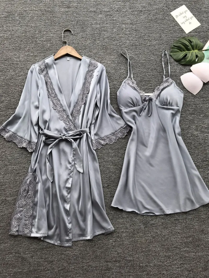 Sexy pijamas femininos sexy rendas pijamas lingerie rendas pijamas robe conjunto roupa interior camisola senhoras roupas de casa 230922