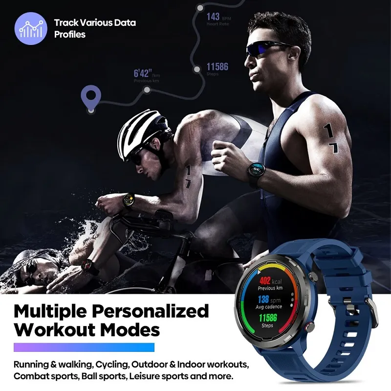 Reloj inteligente Zeblaze Stratos 2 Lite con GPS para exteriores GPS integrado m ltiples modos deportivos br jula seguimiento de salud las 24