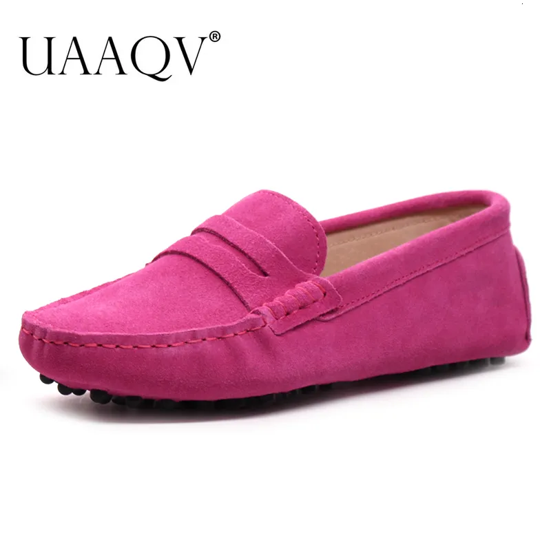 UAAQV Women Dress Genuine Leather Spring Flat Casual Loafers Slip On s Flats Moccasins Lady Driving Shoes Moccain Shoe