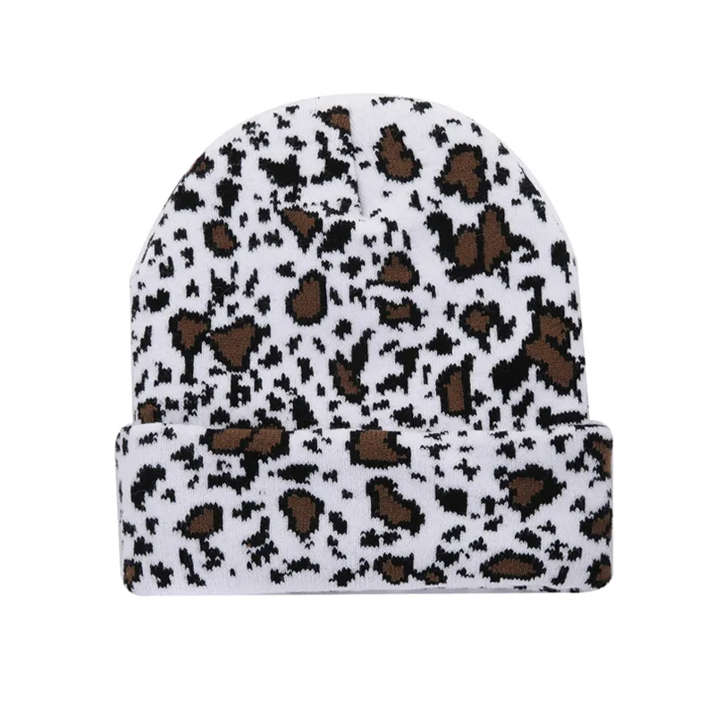 Beanie/Skull Caps Winterhoeden Dames Luipaard Beanie Hoeden Mode Wol Winter Warm Gebreide Hoeden print Hip Hop Mutsen Cap Gorros Dikker Motorkap Q136