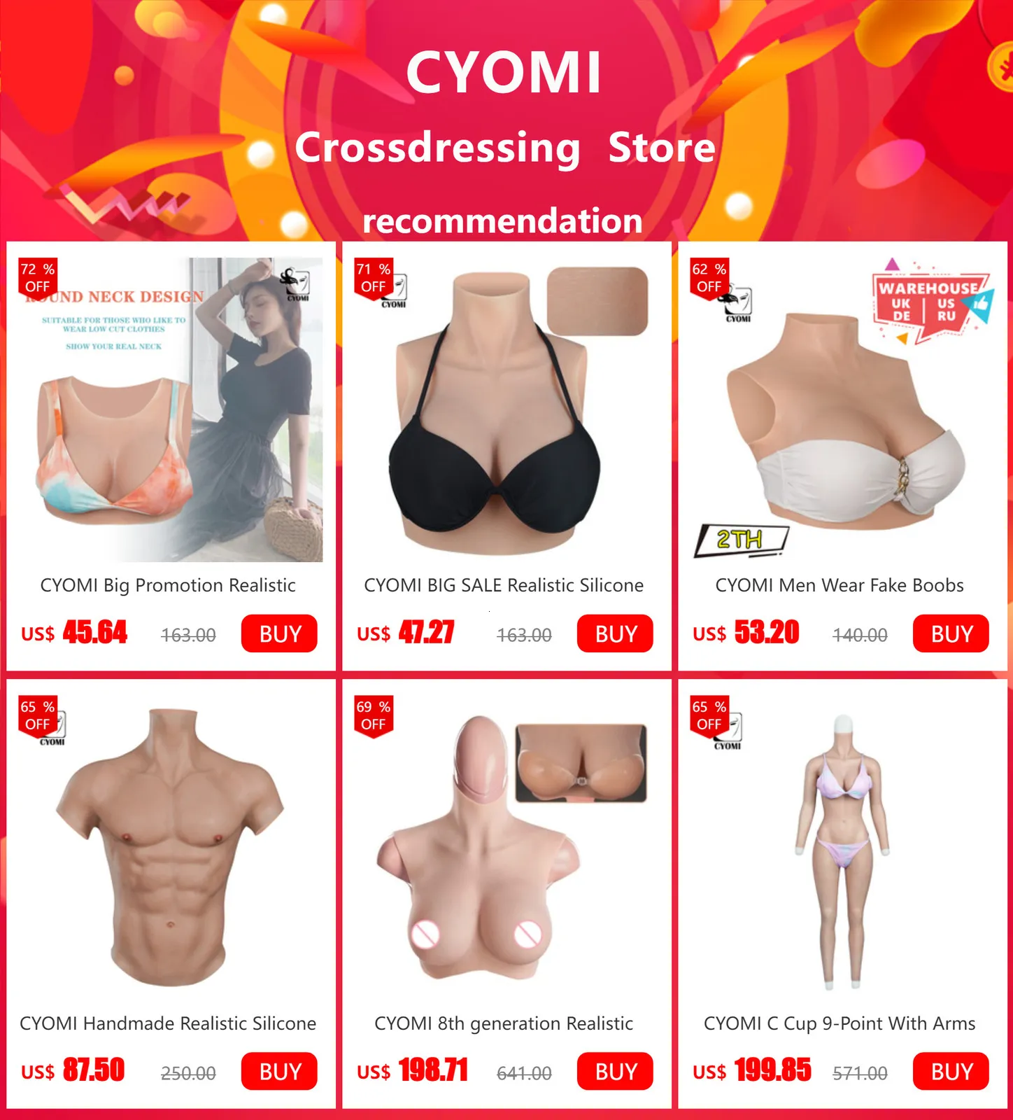 Breast Form CYOMI Fake Silicone Forms Realistic Boobs Tits Shemale